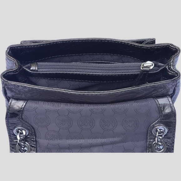 Michael Kors Sloan Silver Python embossed Leather Crossbody Purse - Picture 9 of 11